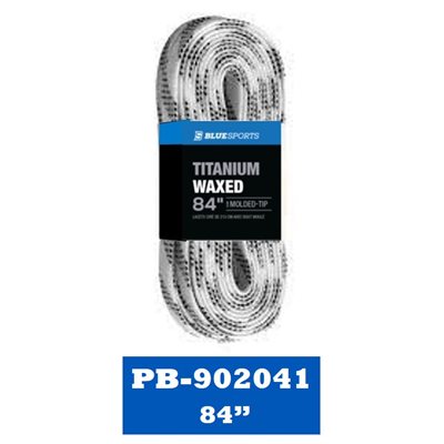 Titanium Laces Wax White / Black 84 in bulk / banded (24 pack)