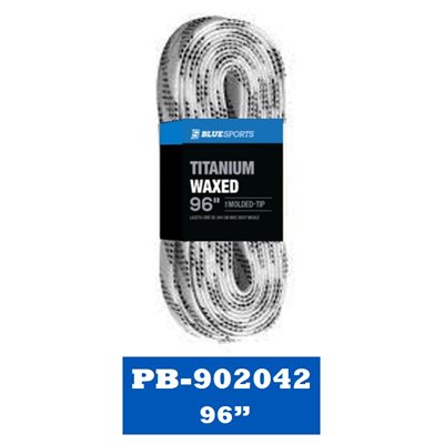Titanium Laces Wax White / Black 96 in bulk / banded (24 pack)