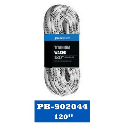 Titanium Laces Wax White / Black 120 in bulk / banded (24 pack)